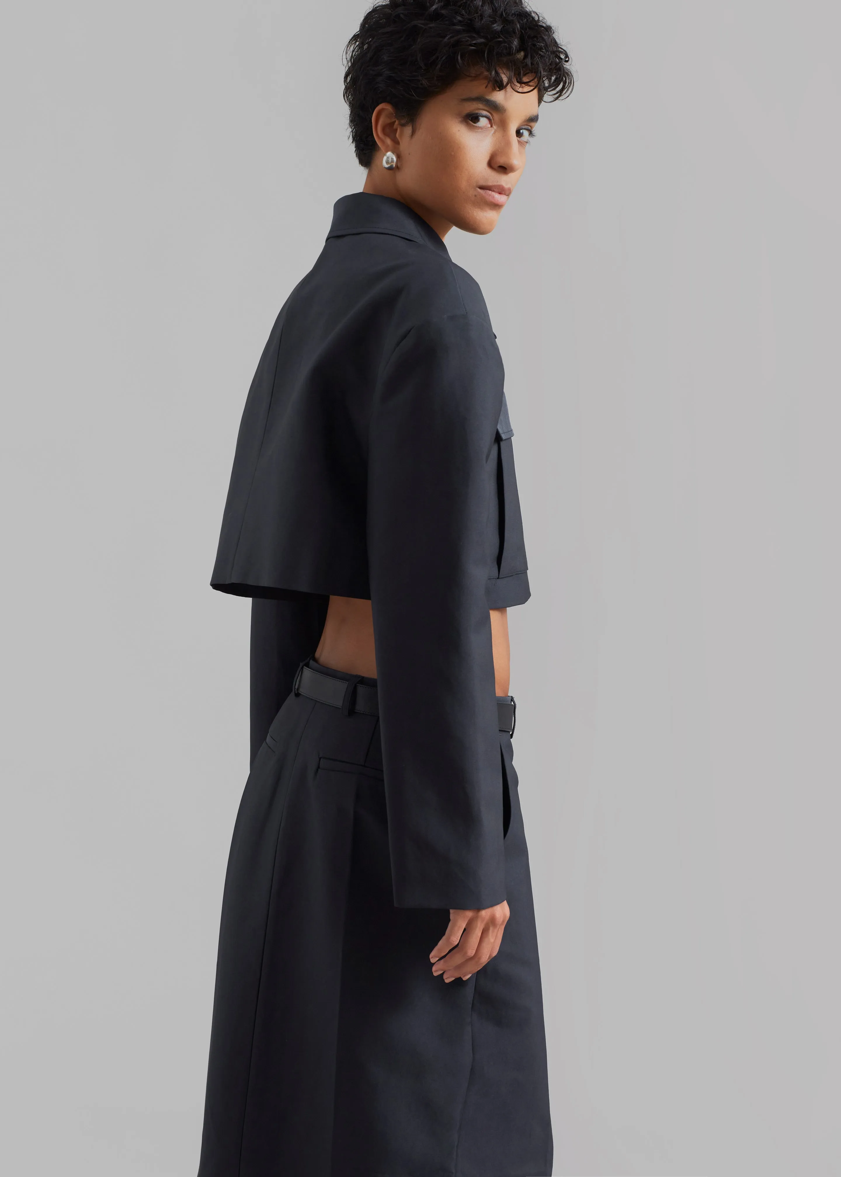 Carley Cropped Jacket - Charcoal
