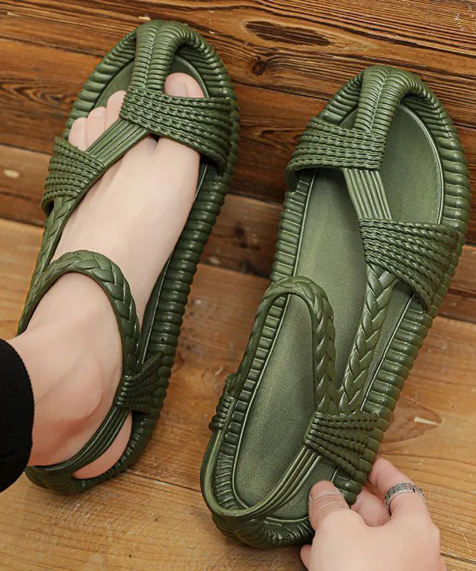 Casual Hollow Out Splicing Sandals Army Green