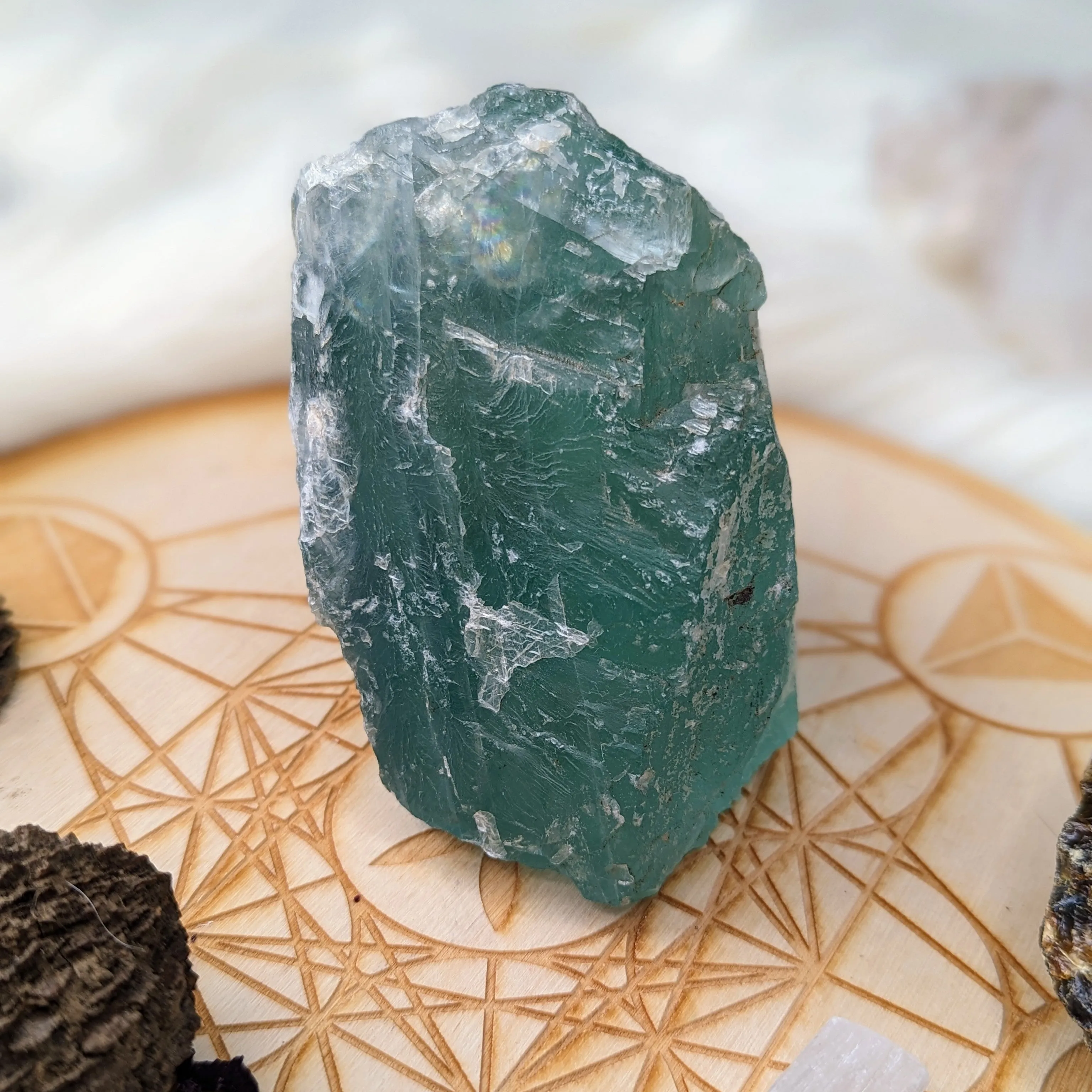 Chunky Top Grade Rough Rainbow Green Fluorite Specimen from Mexico