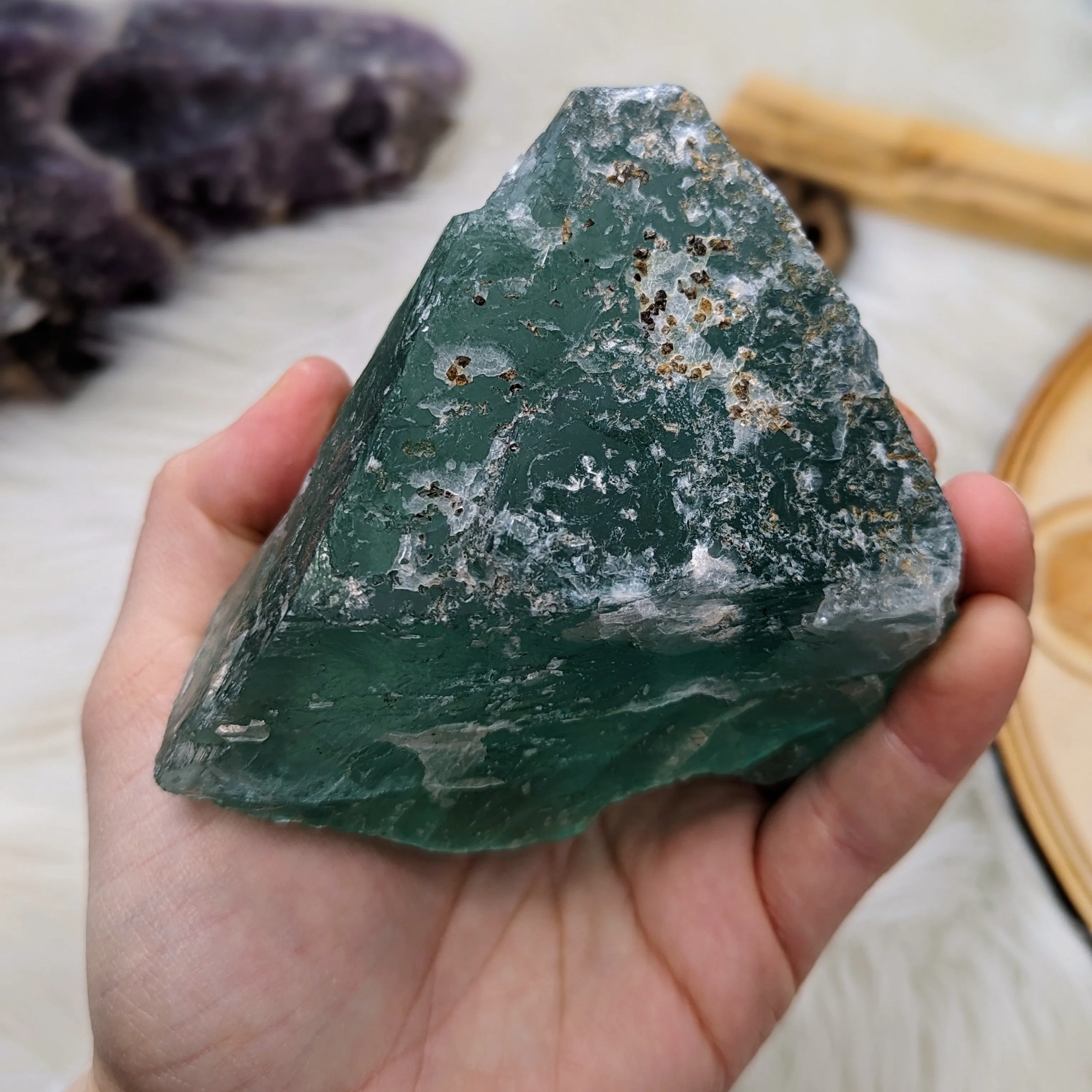 Chunky Top Grade Rough Rainbow Green Fluorite Specimen from Mexico