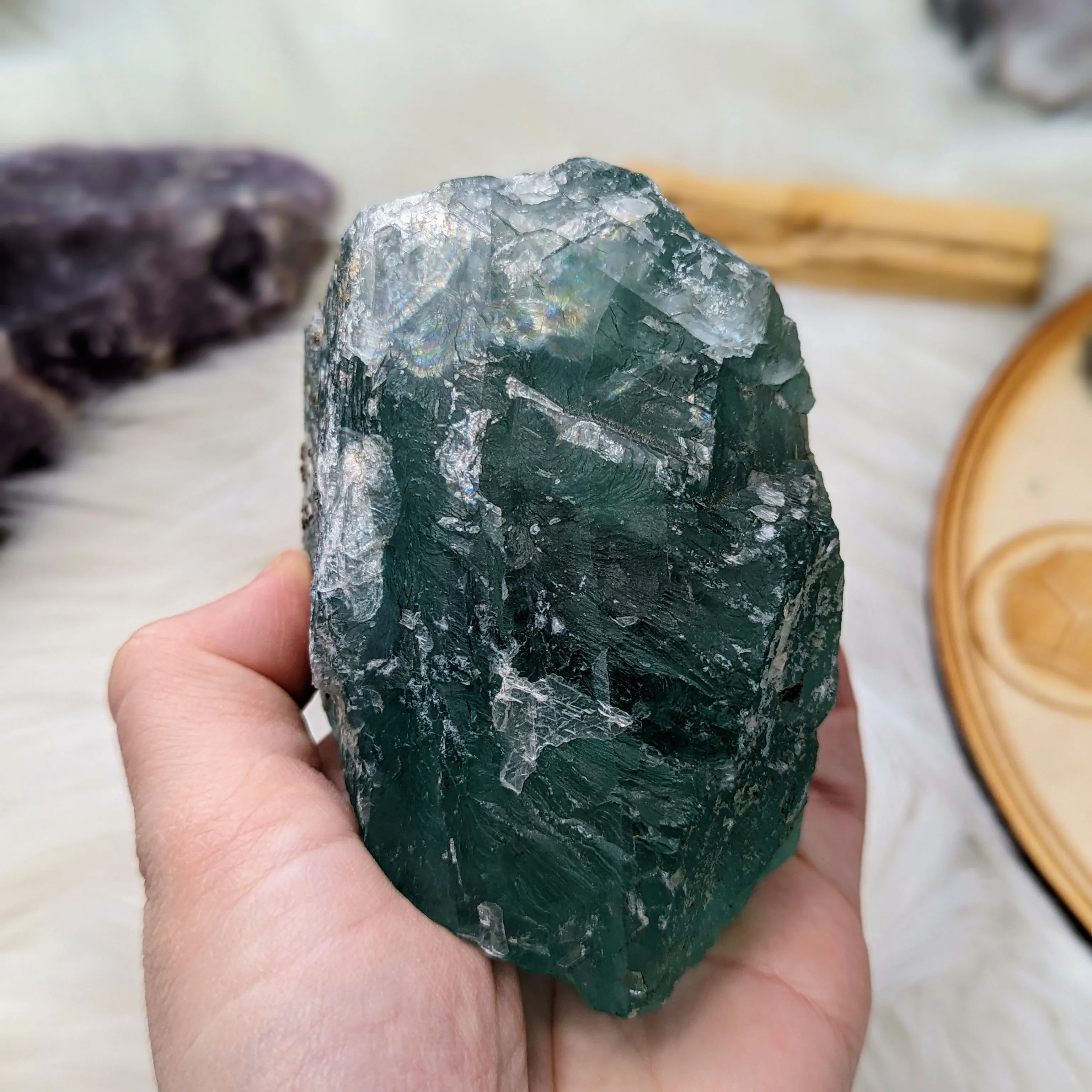 Chunky Top Grade Rough Rainbow Green Fluorite Specimen from Mexico