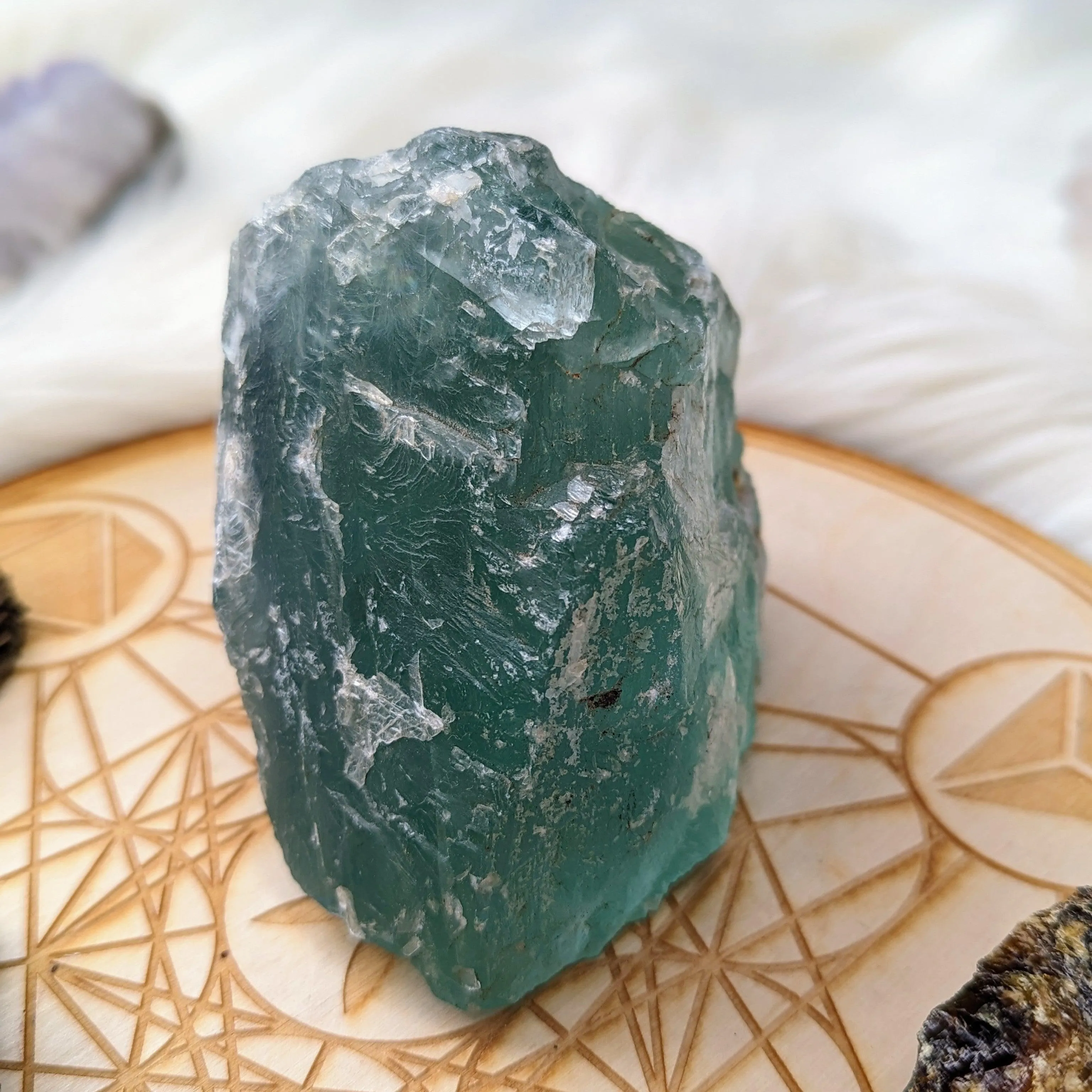 Chunky Top Grade Rough Rainbow Green Fluorite Specimen from Mexico