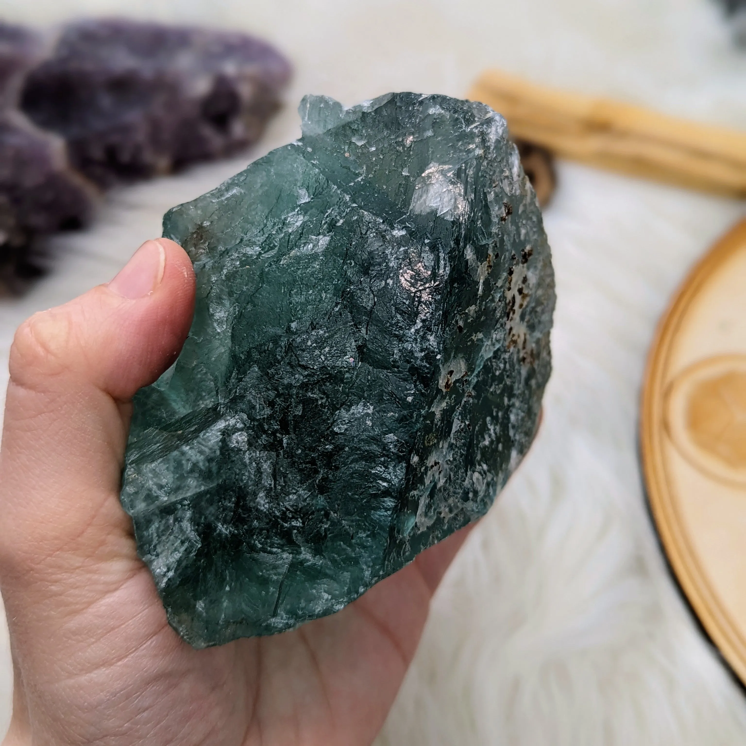 Chunky Top Grade Rough Rainbow Green Fluorite Specimen from Mexico