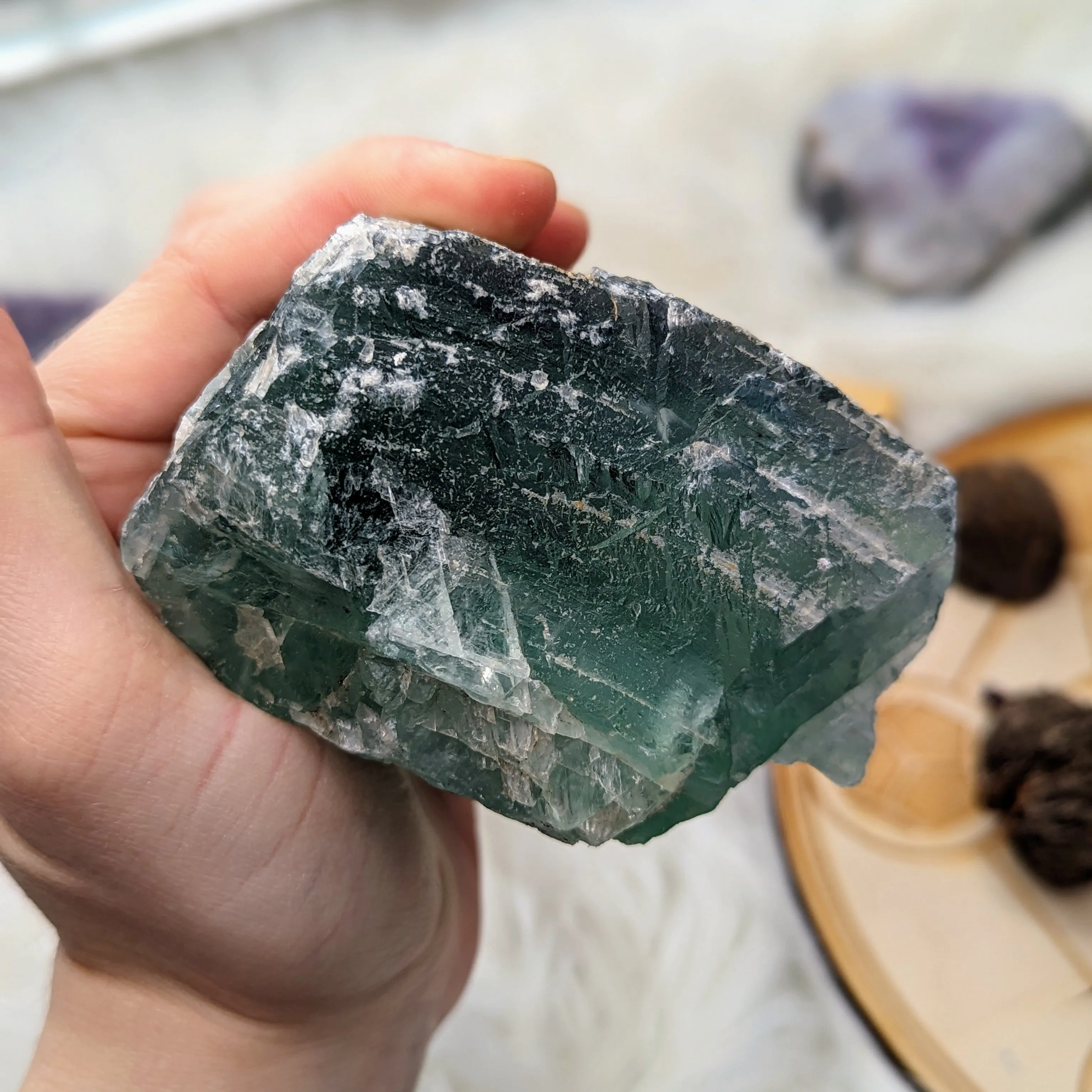 Chunky Top Grade Rough Rainbow Green Fluorite Specimen from Mexico