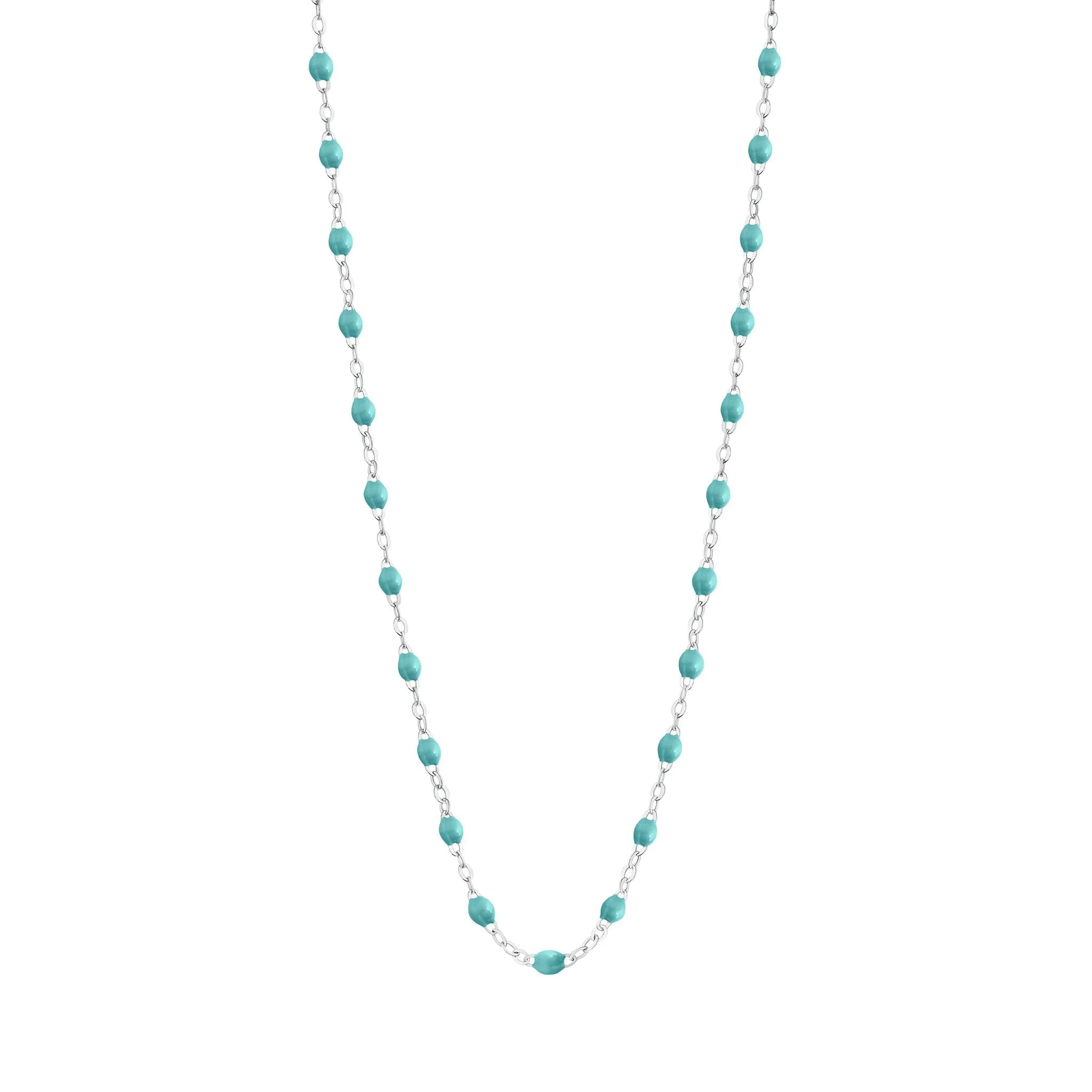 Classic Gigi Turquoise Green necklace, White Gold, 17.7