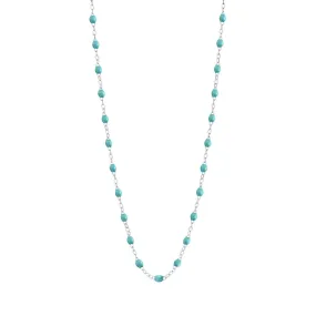 Classic Gigi Turquoise Green necklace, White Gold, 17.7