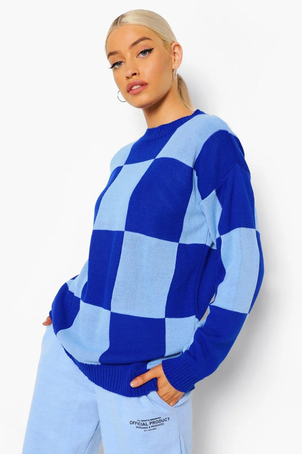 Colour Block Check Sweater