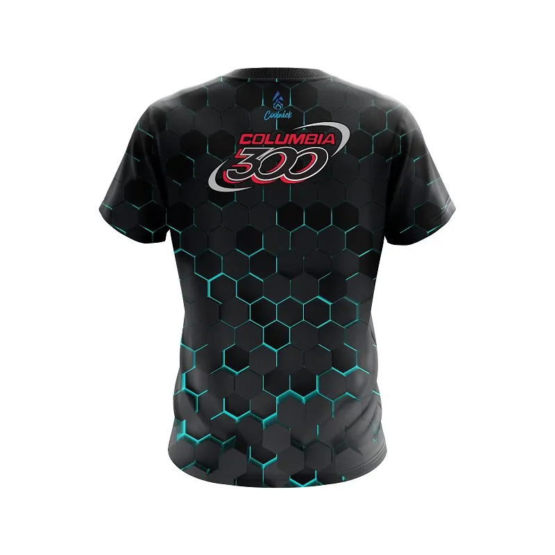 Columbia 300 Aqua Honeycomb Fusion CoolWick Bowling Jersey