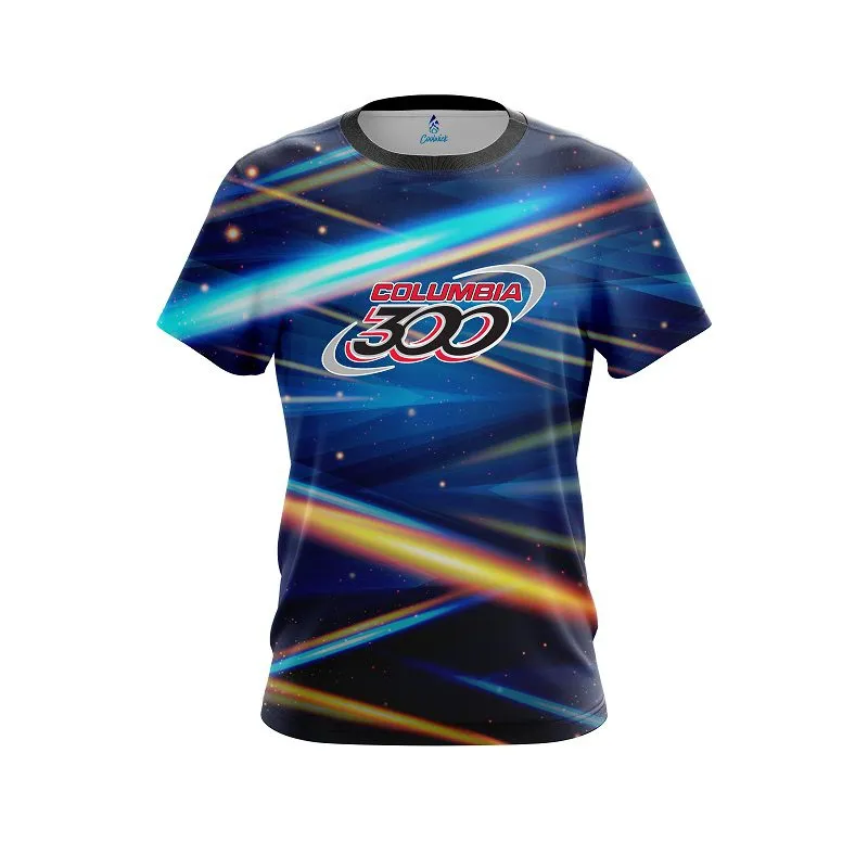 Columbia 300 Blue Futuristic Rays CoolWick Bowling Jersey