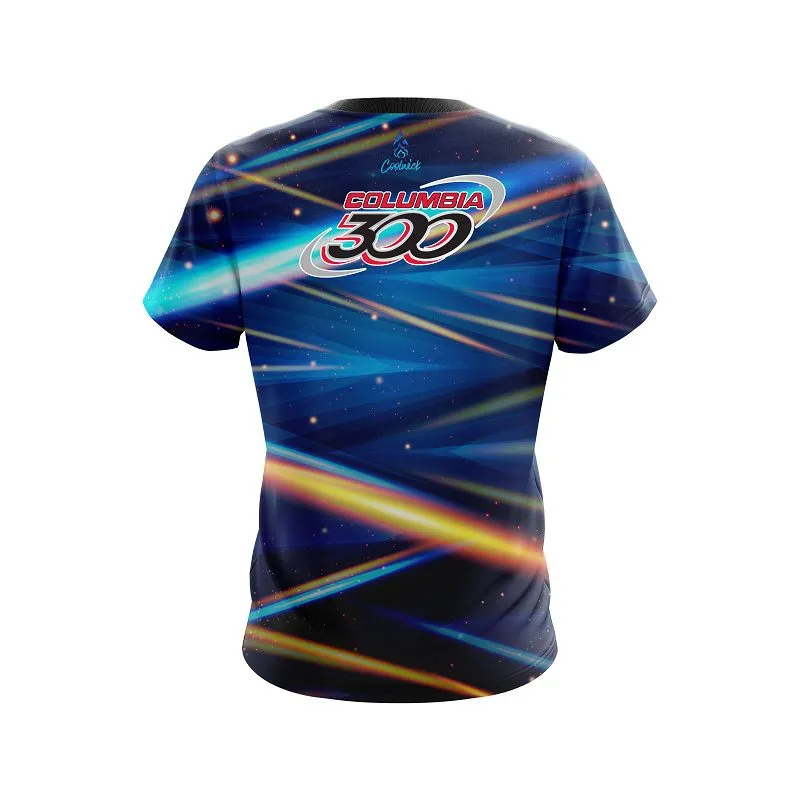 Columbia 300 Blue Futuristic Rays CoolWick Bowling Jersey