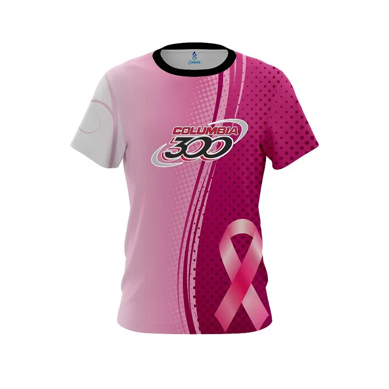 Columbia 300 Breast Cancer Pink Swirls CoolWick Bowling Jersey