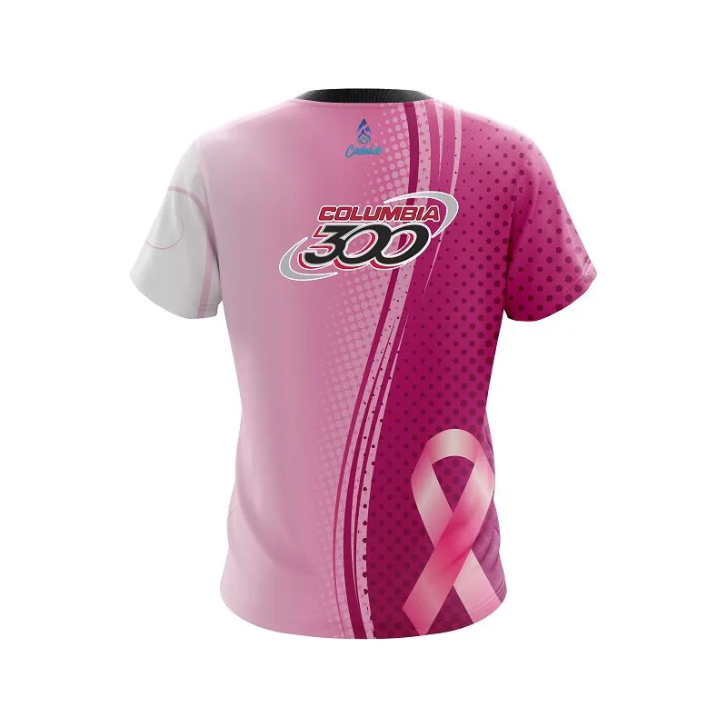 Columbia 300 Breast Cancer Pink Swirls CoolWick Bowling Jersey