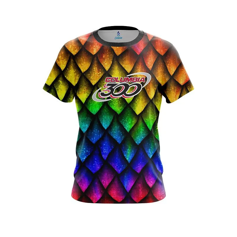 Columbia 300 Colorful Dragon Scales CoolWick Bowling Jersey