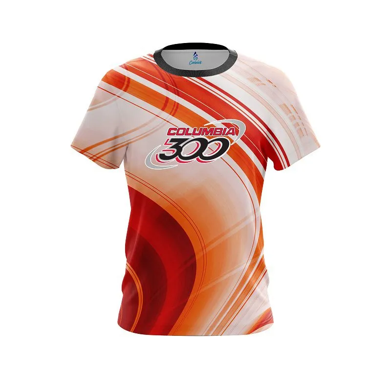 Columbia 300 Curvy Orange Pattern CoolWick Bowling Jersey