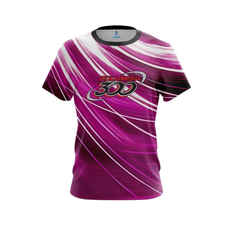 Columbia 300 Deep Pink Stripes CoolWick Bowling Jersey