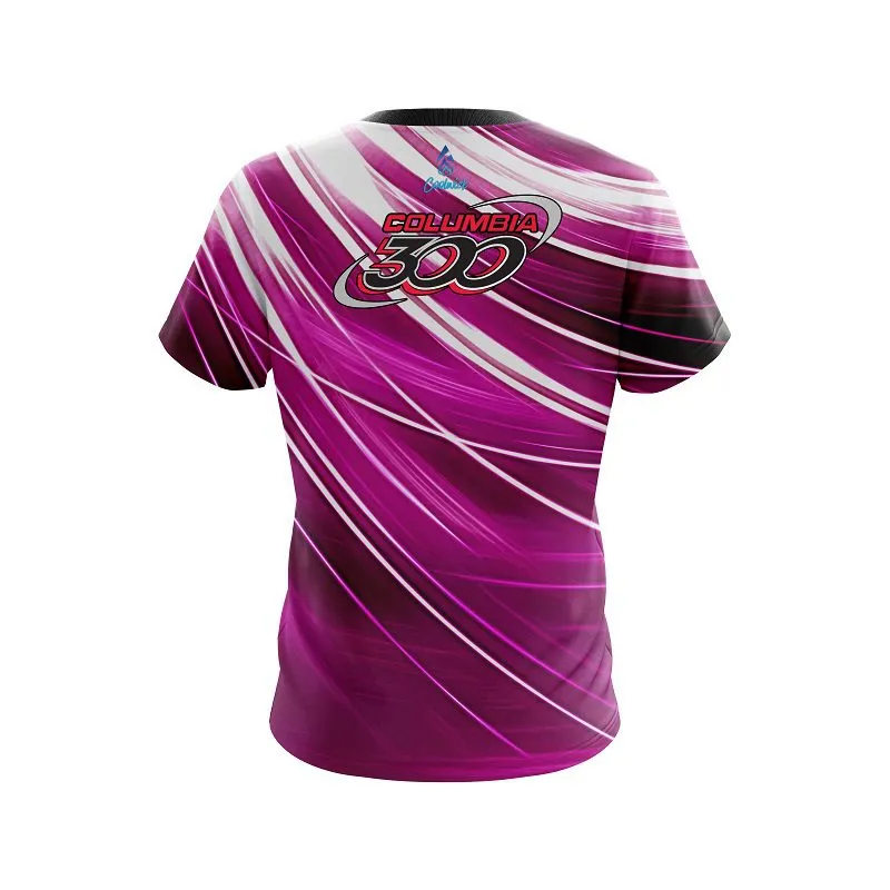 Columbia 300 Deep Pink Stripes CoolWick Bowling Jersey