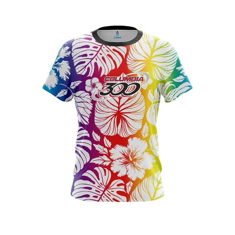 Columbia 300 Hawaiian Tropical Leafs CoolWick Bowling Jersey