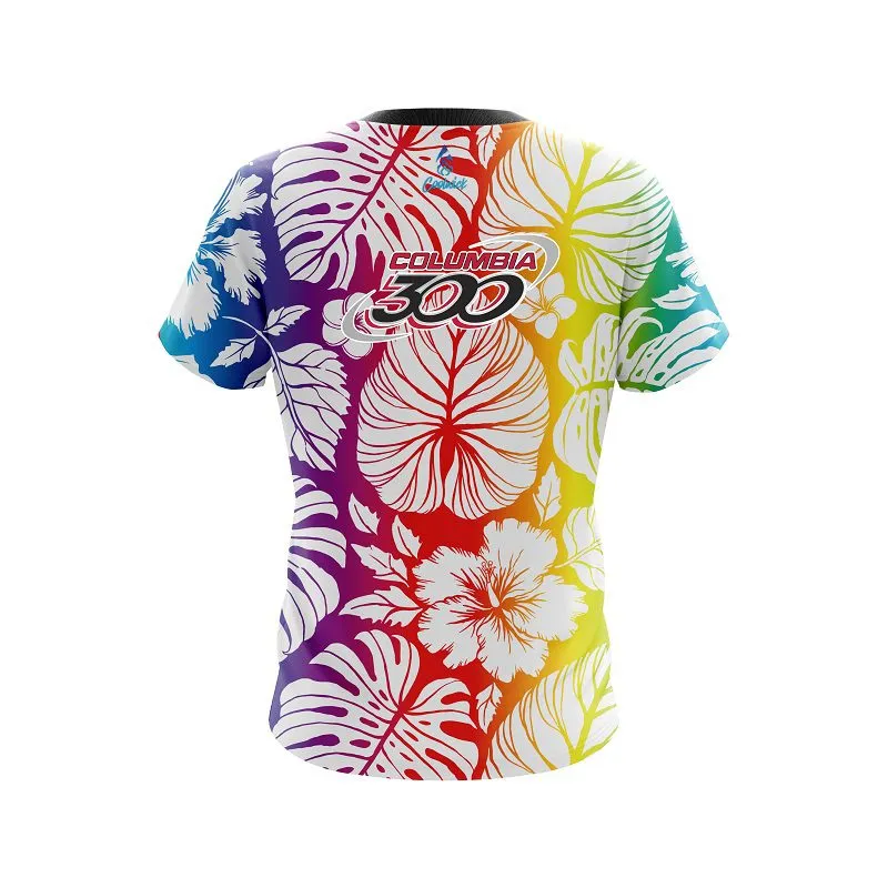 Columbia 300 Hawaiian Tropical Leafs CoolWick Bowling Jersey