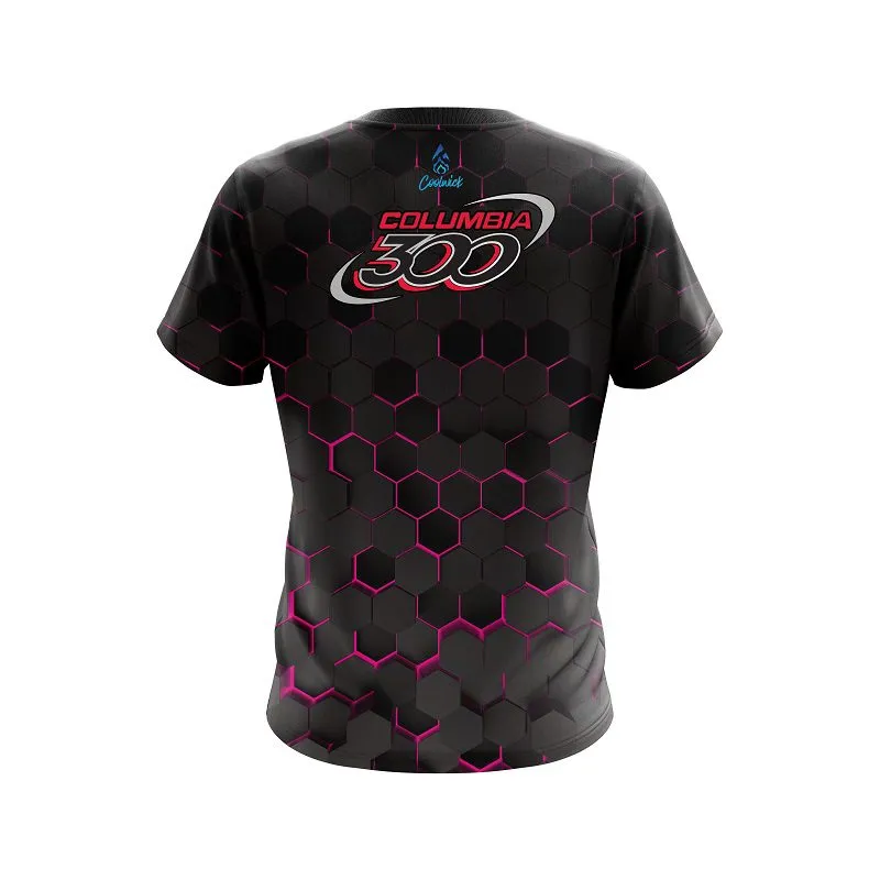 Columbia 300 Pink Honeycomb Fusion CoolWick Bowling Jersey