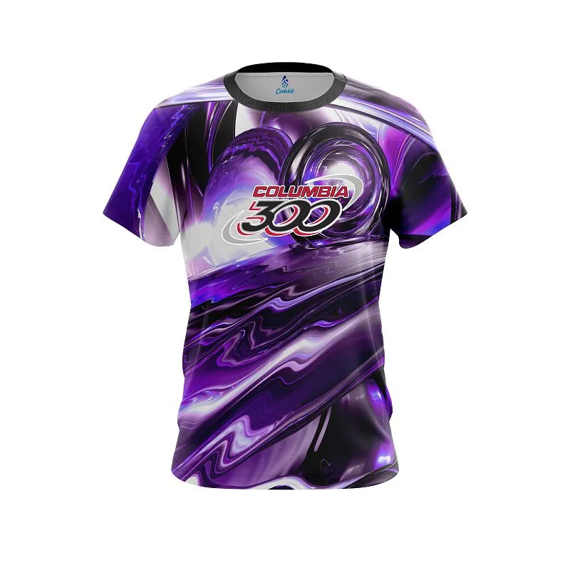 Columbia 300 Purple Futuristic Plasma Waves CoolWick Bowling Jersey