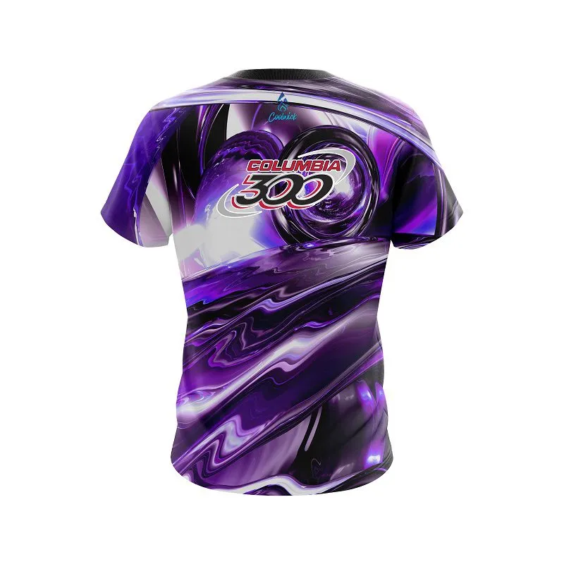 Columbia 300 Purple Futuristic Plasma Waves CoolWick Bowling Jersey