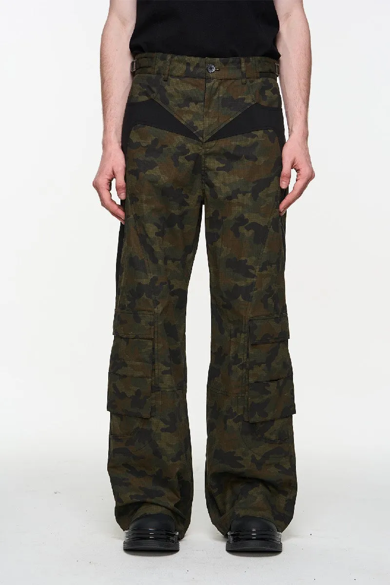 Contrast Camo Texture Cargo Pants b