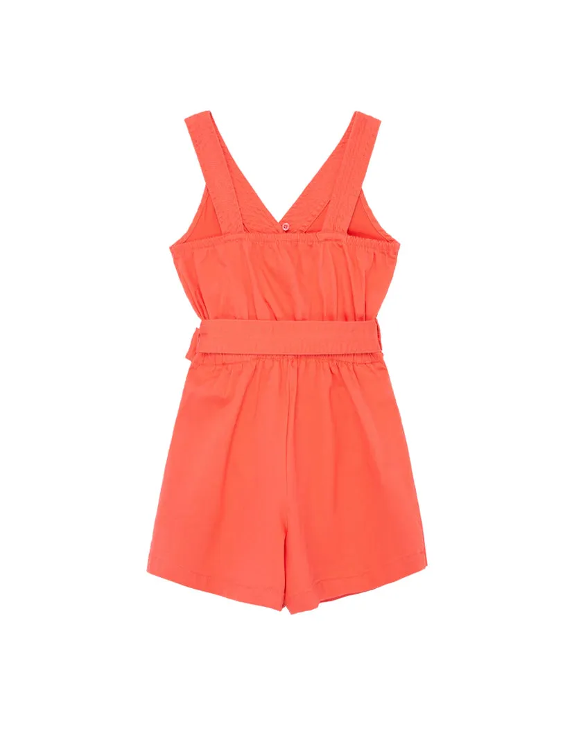 Coral Mock Wrap Romper