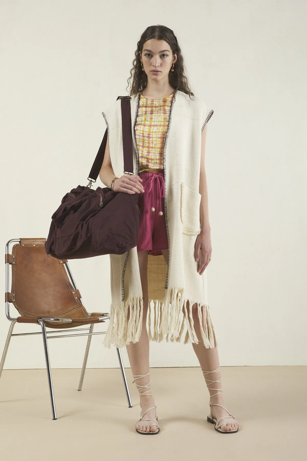 Cotton jacket with sash