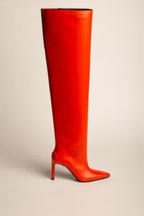 COURRGES | SHARP LEATHER HIGH HEELED BOOTS