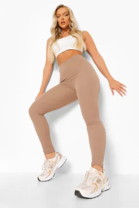 Crinkle Rib Basic High Waist Leggings