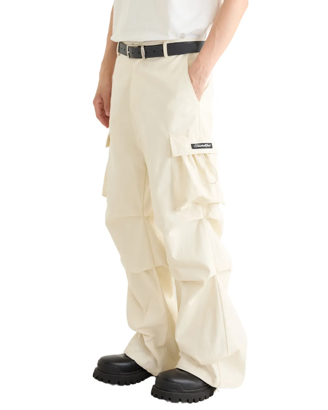 Crisp Pleated Parachute Cargo Pants