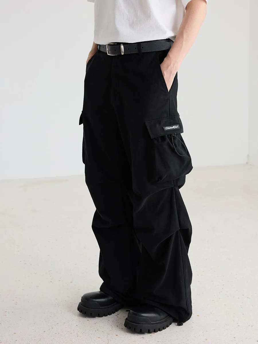 Crisp Pleated Parachute Cargo Pants