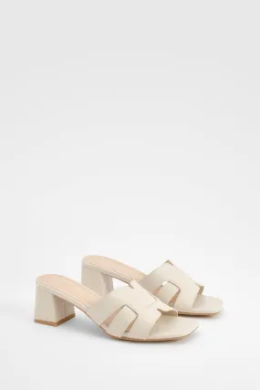 Cut Out Block Heeled Mules