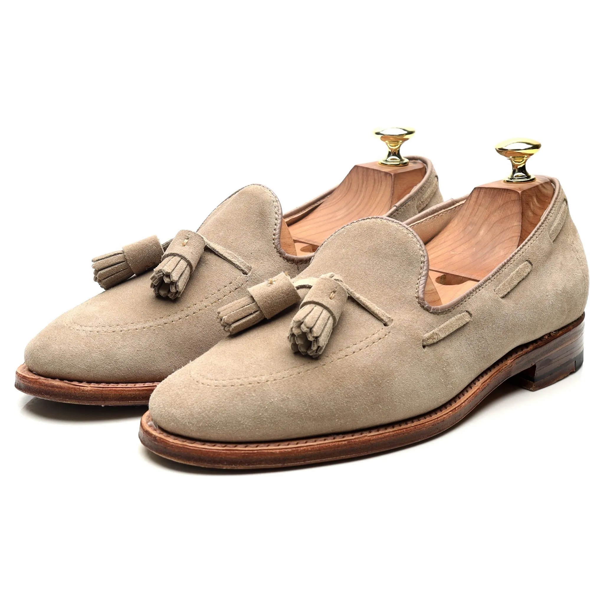 'D1121' Beige Suede Tassel Loafers UK 7 US 7.5 D