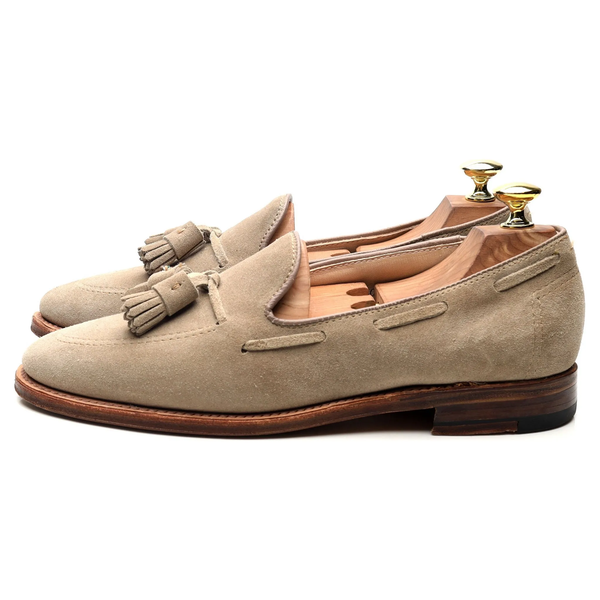 'D1121' Beige Suede Tassel Loafers UK 7 US 7.5 D