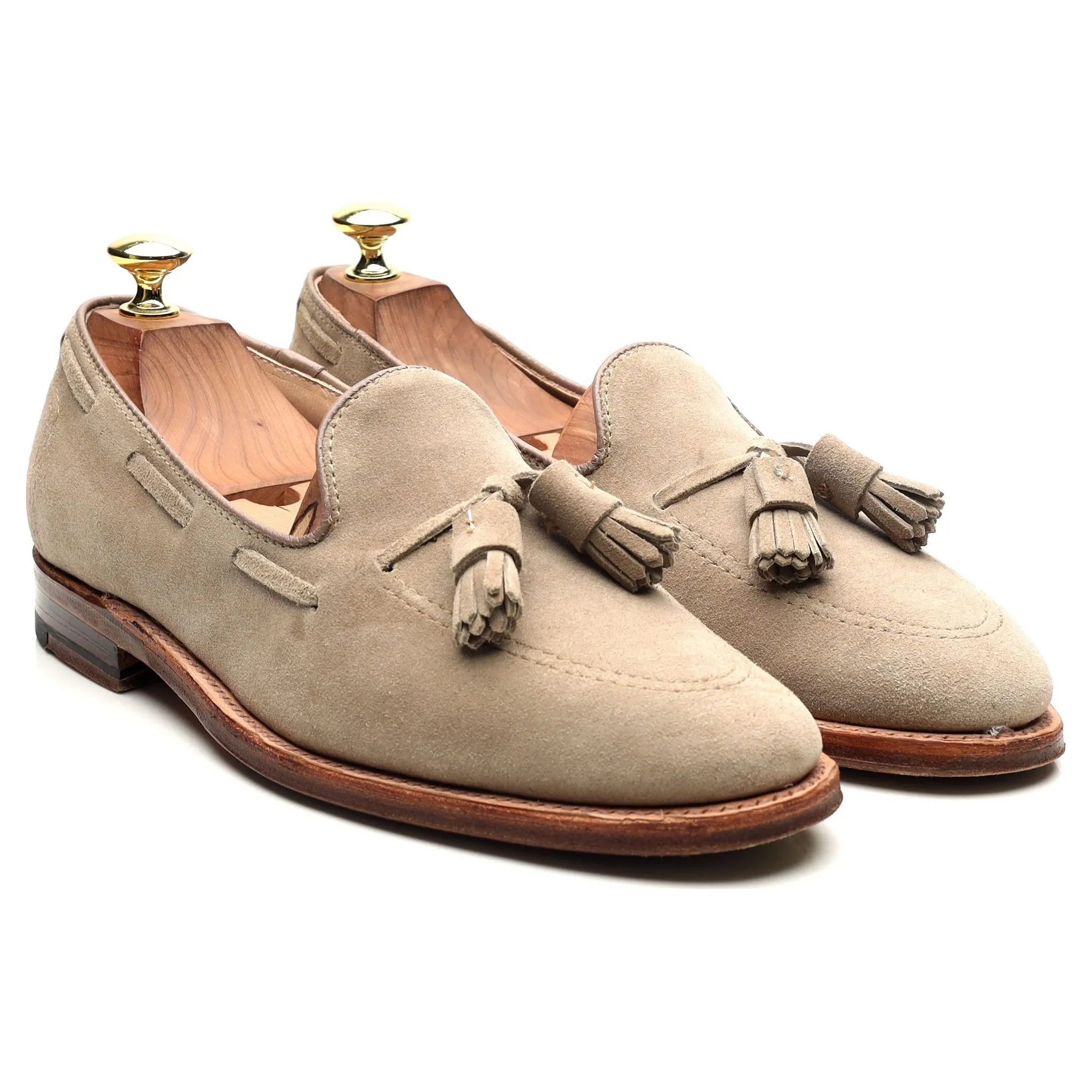 'D1121' Beige Suede Tassel Loafers UK 7 US 7.5 D