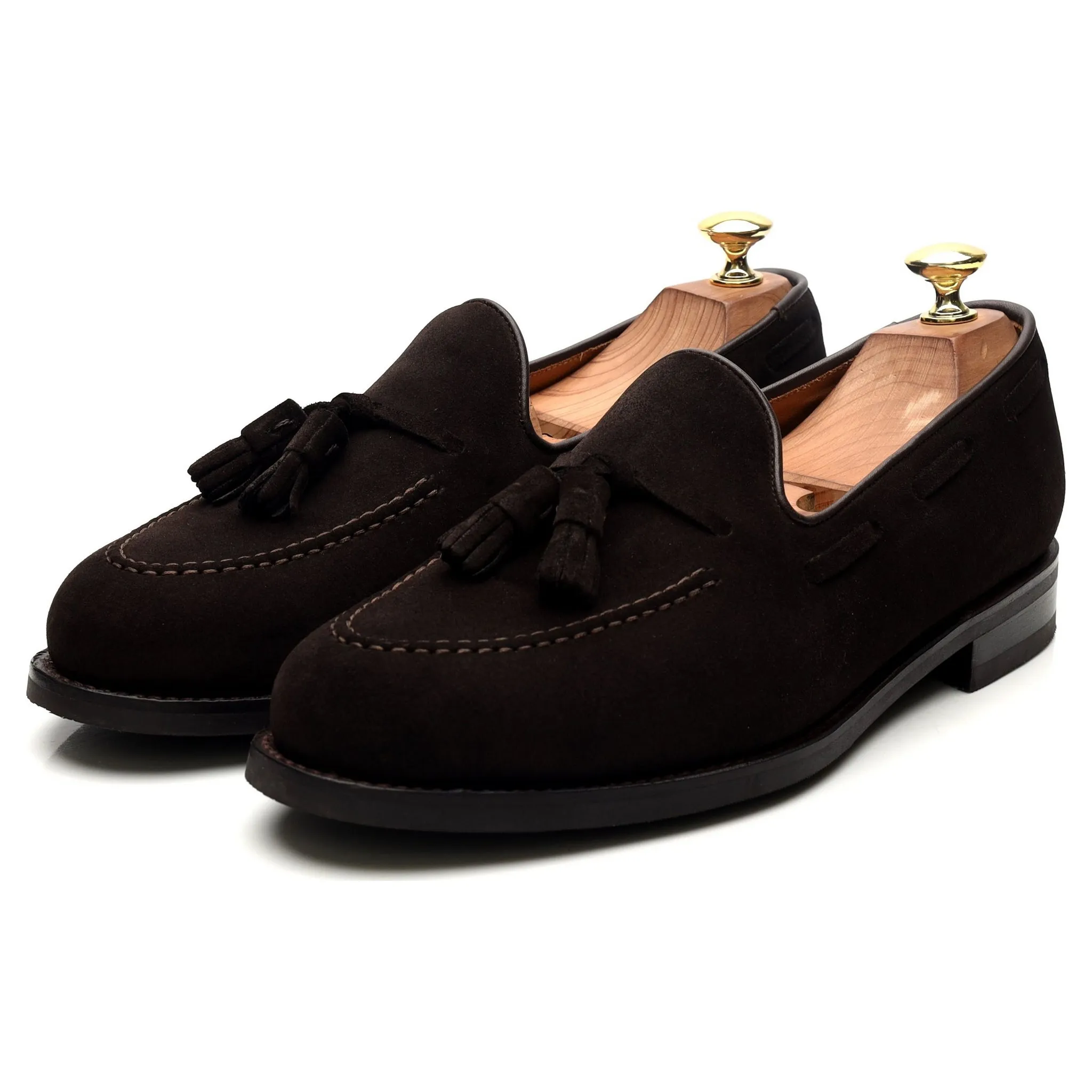 Dark Brown Suede Tassel Loafers UK 7.5