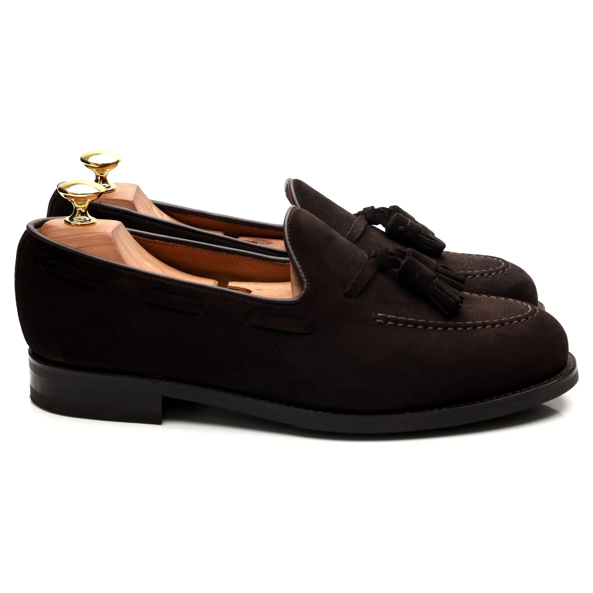 Dark Brown Suede Tassel Loafers UK 7.5