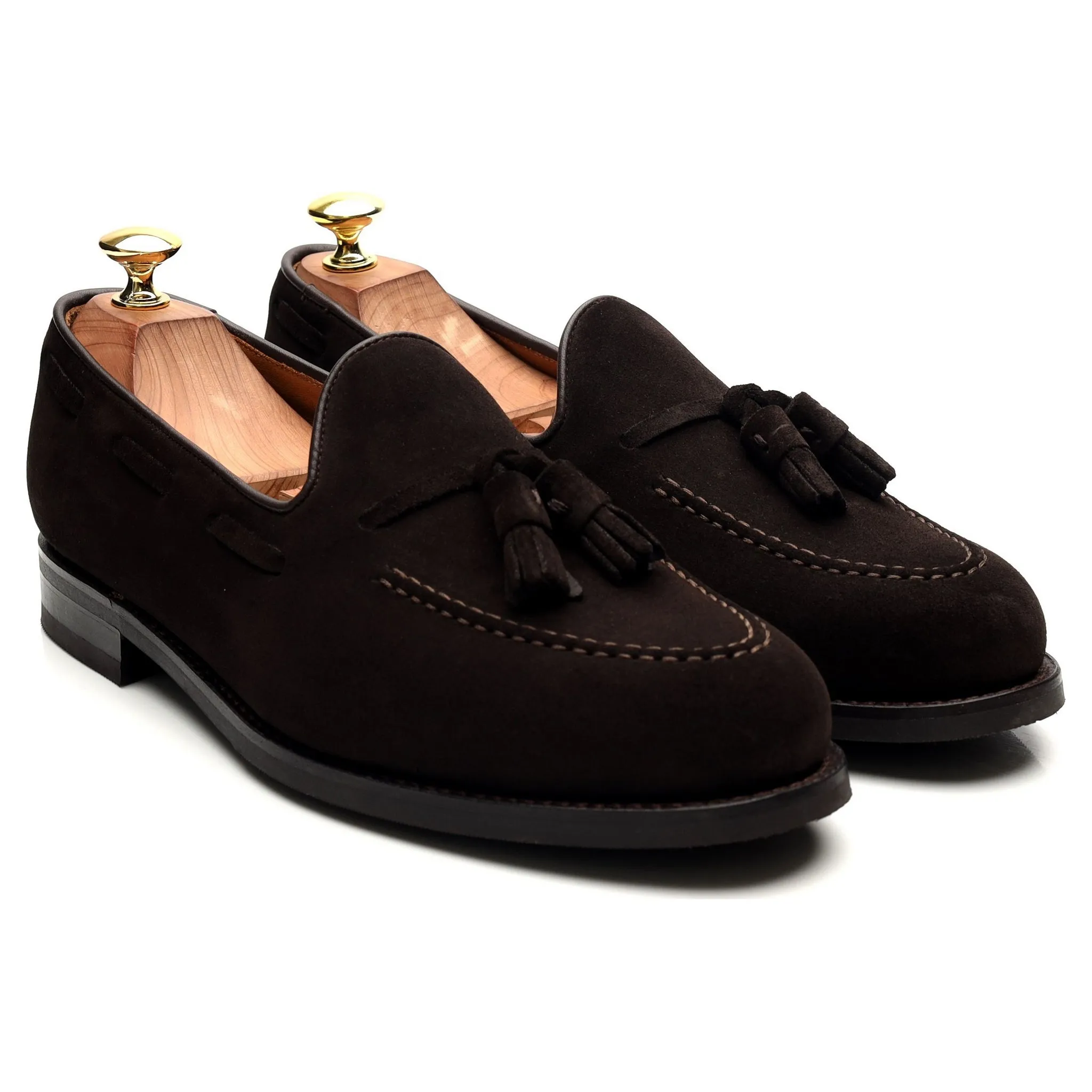 Dark Brown Suede Tassel Loafers UK 7.5