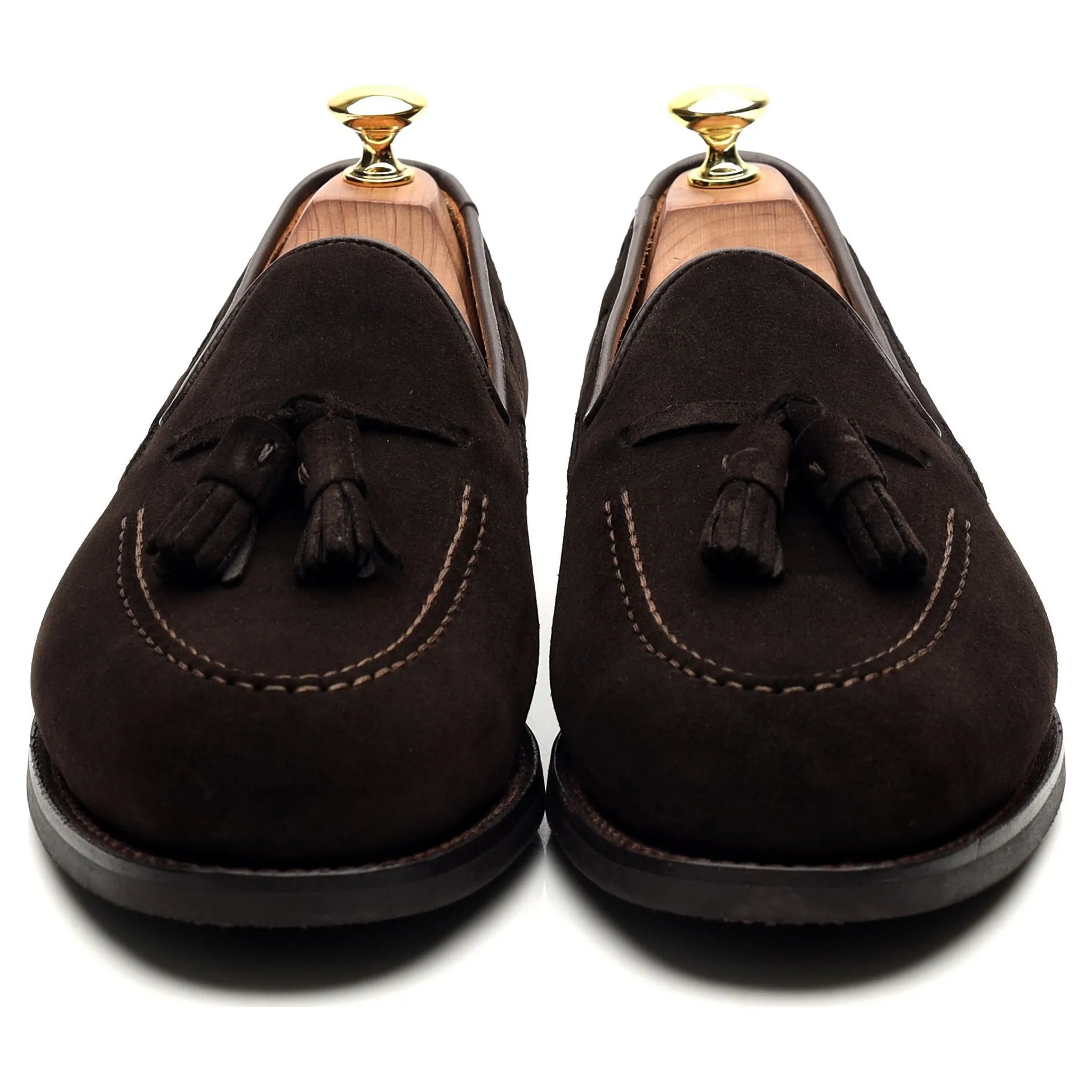 Dark Brown Suede Tassel Loafers UK 7.5