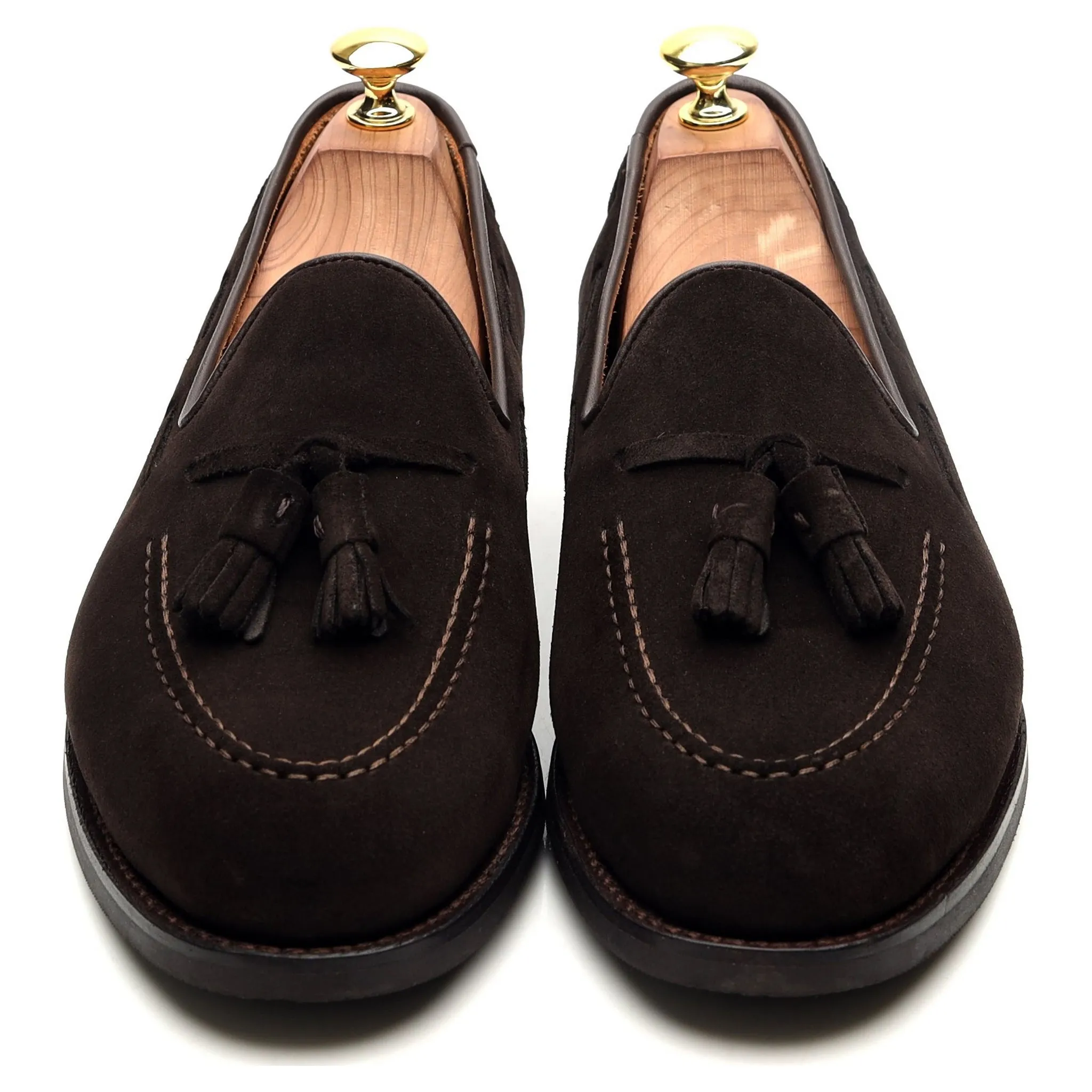 Dark Brown Suede Tassel Loafers UK 7.5