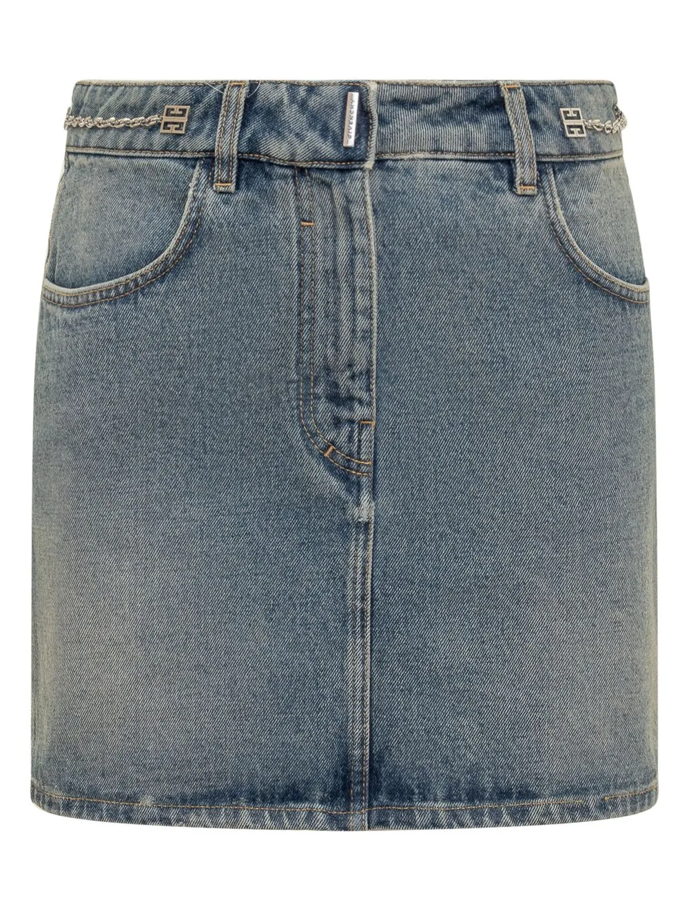 Denim Skirt with Chain