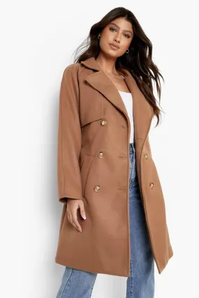 Double Breasted Wool Look Trench Coat