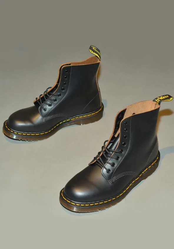 DR. MARTENS VINTAGE 1460 LEATHER BOOTS BLACK QUILON MADE IN ENGLAND