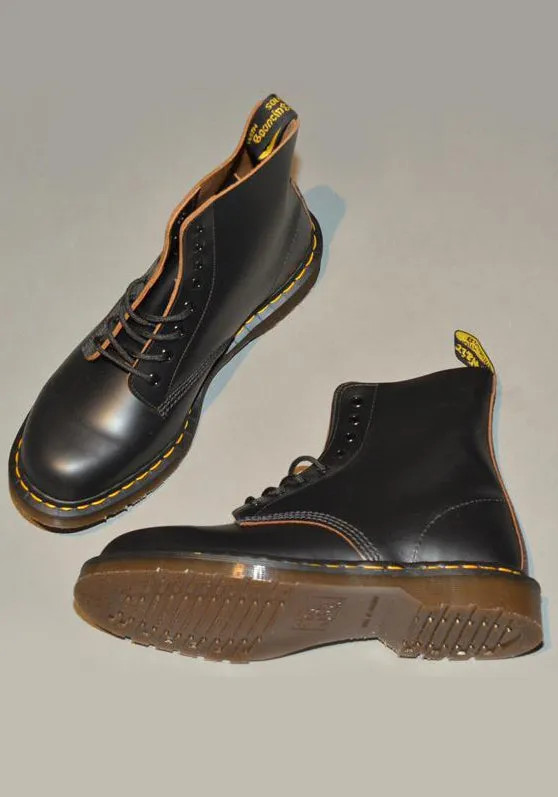 DR. MARTENS VINTAGE 1460 LEATHER BOOTS BLACK QUILON MADE IN ENGLAND