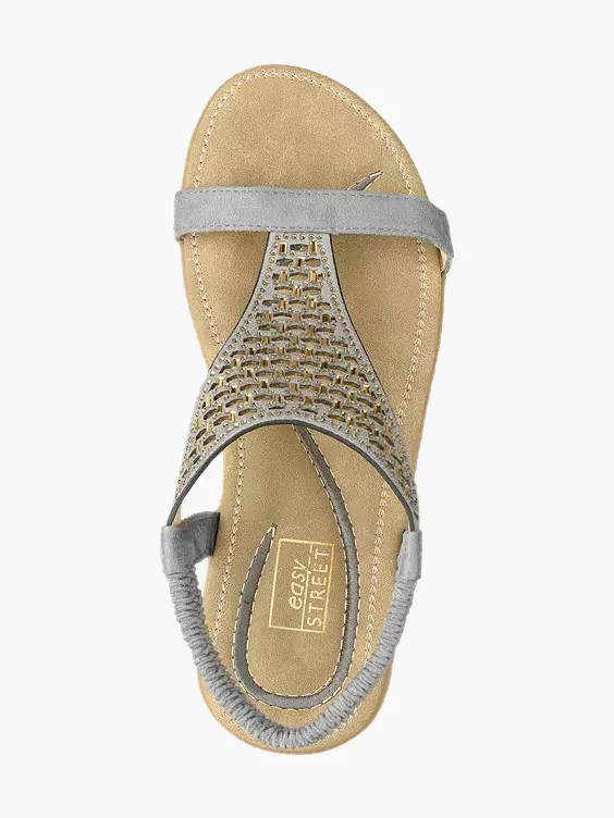 Easy Street  Ladies Grey Faux Suede Sandals