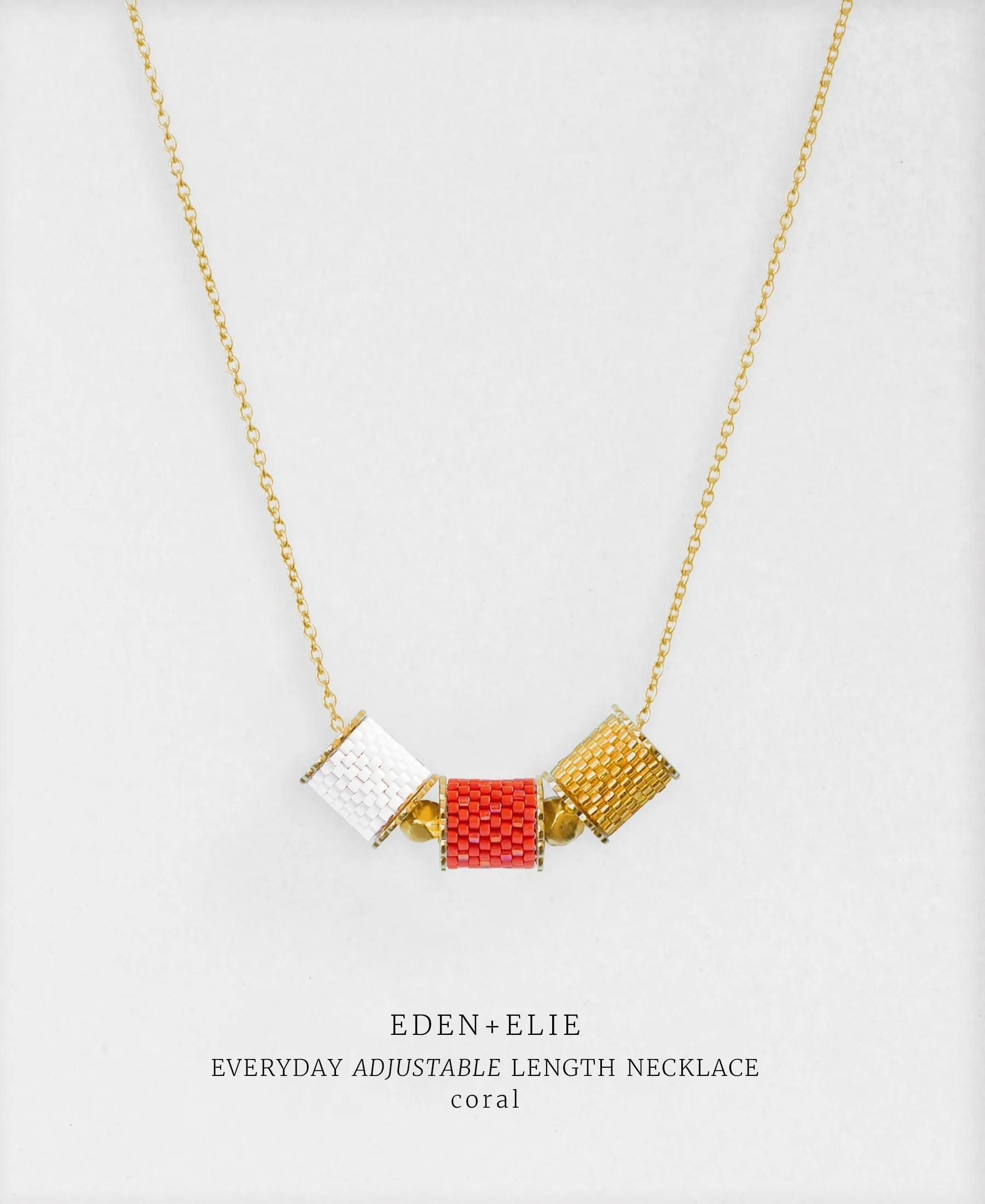 EDEN + ELIE Everyday adjustable length necklace - coral red