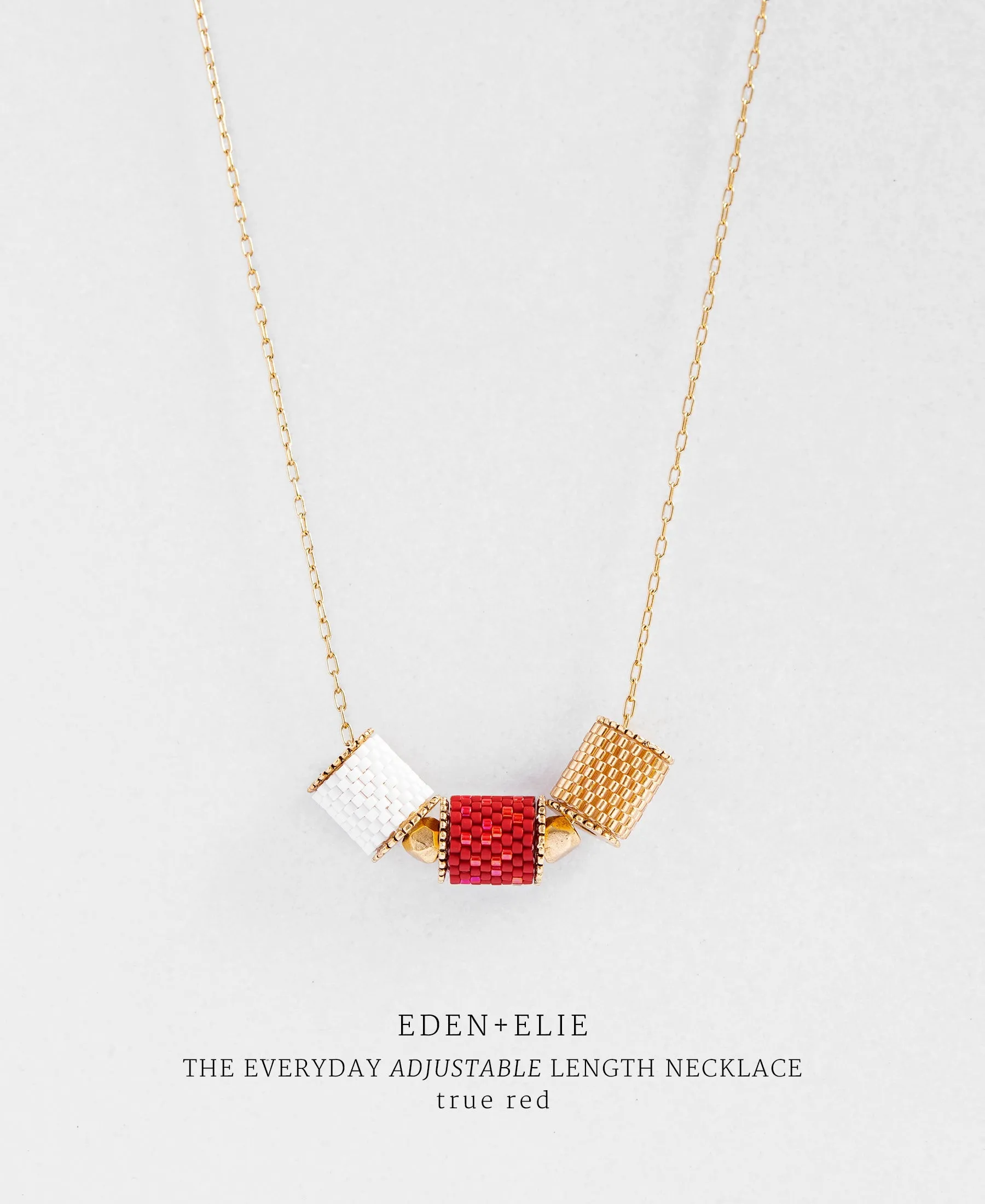 EDEN + ELIE Everyday adjustable length necklace - true red