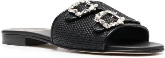 Edhen Milano double-buckle flat sandals Black