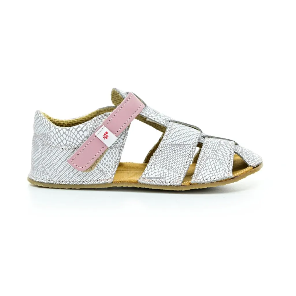 Ef Sam White-pink patterned barefoot sandals